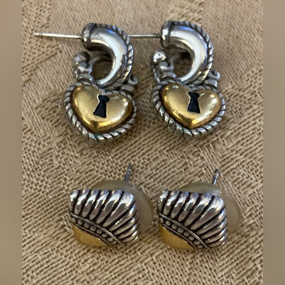 BRIGHTON Two Pairs of Silver & Gold Tone Earrings